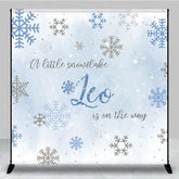Aperturee - Aperturee Custom Baby Shower Backdrop Winter Wonderland Blue Snowflake Silver Sparkle Boy Decor