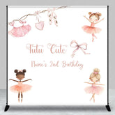 Aperturee - Aperturee Custom Ballerina Birthday Backdrop Personalized Tutu Cute Ballet Theme Party Decoration