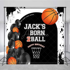 Aperturee - Aperturee Custom Basketball Born 2Ball Birthday Backdrop Eat Sleep Hoop Repeat Party Decor