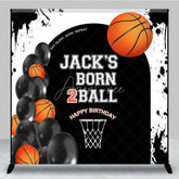 Aperturee - Aperturee Custom Basketball Born 2Ball Birthday Backdrop Eat Sleep Hoop Repeat Party Decor