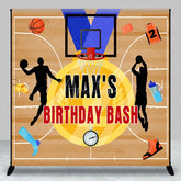 Aperturee - Aperturee Custom Basketball Court Birthday Bash Backdrop featuring Players and Sports Gear Party Decor