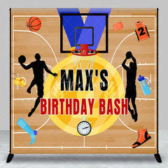 Aperturee - Aperturee Custom Basketball Court Birthday Bash Backdrop featuring Players and Sports Gear Party Decor
