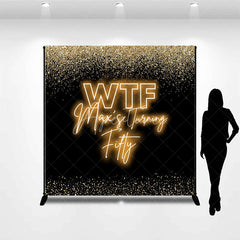 Aperturee - Aperturee Custom Birthday Backdrop 50th Birthday Black Gold Sparkle Neon Light Funny Decor