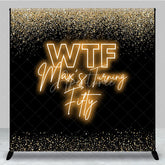 Aperturee - Aperturee Custom Birthday Backdrop 50th Birthday Black Gold Sparkle Neon Light Funny Decor