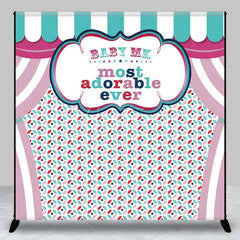 Aperturee - Aperturee Custom Birthday Backdrop Circus Carnival Tent Personalize Name Pastel Stripes Curtain Background Kids Party Decoration