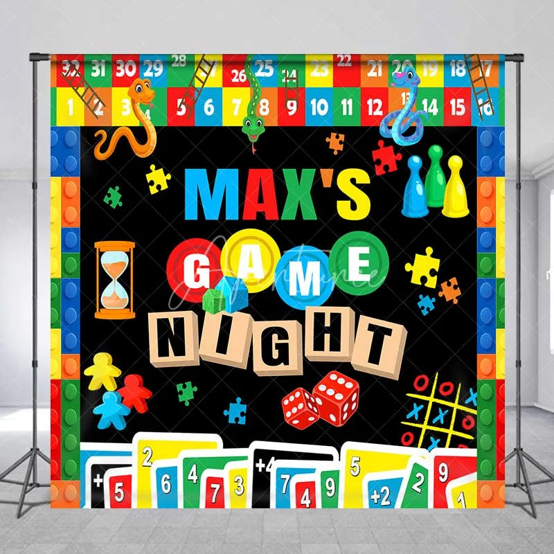 Aperturee - Aperturee Custom Birthday Backdrop Game Night Board Games Dice and Cards Party Decoration