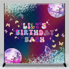 Aperturee - Aperturee Custom Birthday Backdrop Groovy Disco Ball Butterfly Tie Dye Neon Party Decoration