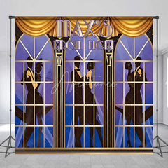 Aperturee - Aperturee Custom Birthday Backdrop Personalized Prom Night Art Deco Dancing Silhouette Party