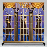 Aperturee - Aperturee Custom Birthday Backdrop Personalized Prom Night Art Deco Dancing Silhouette Party