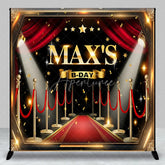 Aperturee - Aperturee Custom Birthday Backdrop Personalized Red Carpet Hollywood Theme Stage Party Supplies