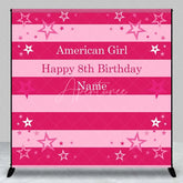 Aperturee - Aperturee Custom Birthday Backdrop Pink Stars and Stripes Doll Theme Party Decoration