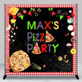 Aperturee - Aperturee Custom Birthday Backdrop Pizza Party Theme Italian Food Cooking Chalkboard Personalized Background