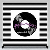 Aperturee - Aperturee Custom Birthday Backdrop Retro Vinyl Record Music Theme Black and White Stripes Personalized Party Background