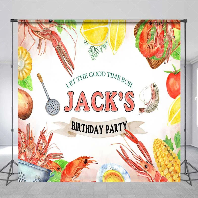 Aperturee - Aperturee Custom Birthday Backdrop Seafood Boil Crawfish Shrimp Feast Photography Background