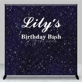 Aperturee - Aperturee Custom Birthday Backdrop Starry Night Navy Blue Gold Sparkle Sky Personalize Party