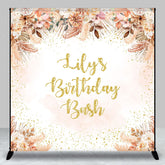 Aperturee Aperturee Custom Birthday Bash Backdrop for Her Boho Pampas Grass and Dried Flowers Personalized Gold Glitter Photo Prop