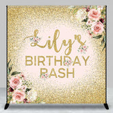 Aperturee Aperturee Custom Birthday Bash Backdrop for Her Elegant Pink and Gold Glitter Floral Personalized Welcome Party Photo Prop