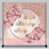 Aperturee Aperturee Custom Birthday Party Backdrop Elegant Rose Gold Balloons and Glitter Personalized Sweet 16 Photo Prop Banner
