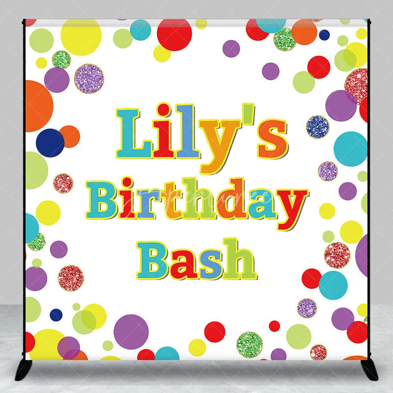Aperturee - Aperturee Custom Colorful Confetti Birthday Bash Backdrop Personalized Glitter Polka Dot Party Decoration for Celebrations