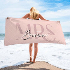 Aperturee - Aperturee Custom Couple Towel Mr and Mrs Beach Towel Honeymoon Gift
