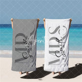 Aperturee - Aperturee Custom Couple Towel Mr and Mrs Beach Towel Honeymoon Gift