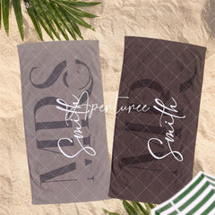 Aperturee - Aperturee Custom Couple Towel Mr and Mrs Beach Towel Honeymoon Gift