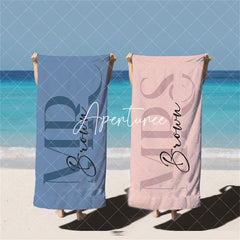 Aperturee - Aperturee Custom Couple Towel Mr and Mrs Beach Towel Honeymoon Gift
