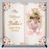 Aperturee Aperturee Custom Fairy First Birthday Backdrop Princess Story Book Theme with Photo Personalized Enchanted Forest Decor