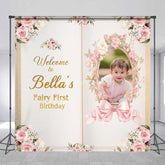 Aperturee Aperturee Custom Fairy First Birthday Backdrop Princess Story Book Theme with Photo Personalized Enchanted Forest Decor