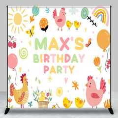 Aperturee Aperturee Custom Farm Friends Birthday Backdrop Cute Chicken and Chicks Party Banner Sunshine and Rainbow Kids Photo Prop