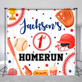 Aperturee Aperturee Custom First Birthday Homerun Backdrop Baseball and Bat Sports Theme Personalized Rookie of The Year Party Banner