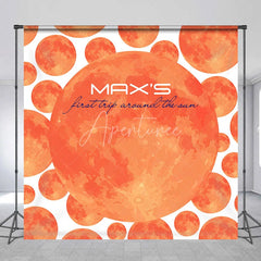 Aperturee - Aperturee Custom First Trip Around The Sun Backdrop Red Planet Galaxy Background Personalized Name 1st Birthday Party Decoration