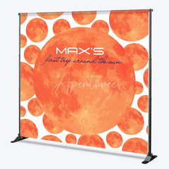 Aperturee - Aperturee Custom First Trip Around The Sun Backdrop Red Planet Galaxy Background Personalized Name 1st Birthday Party Decoration