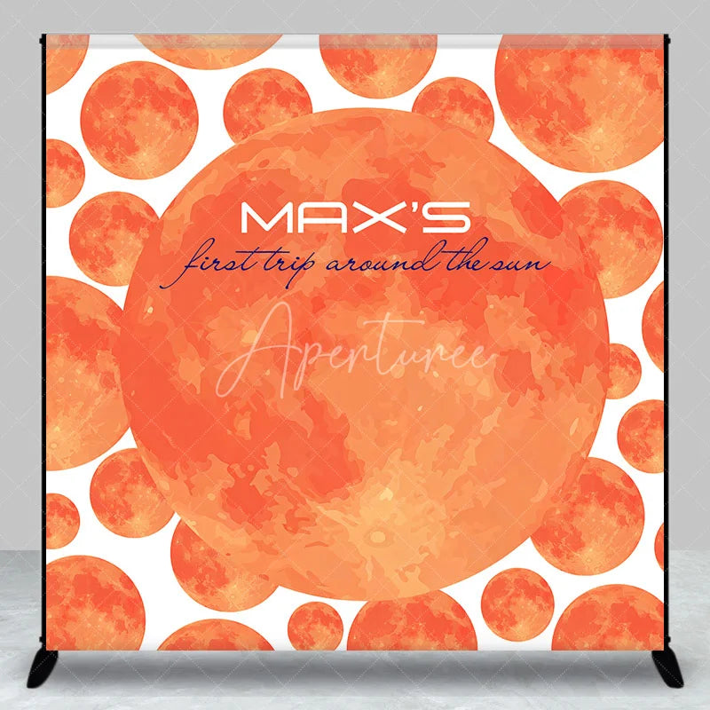 Aperturee - Aperturee Custom First Trip Around The Sun Backdrop Red Planet Galaxy Background Personalized Name 1st Birthday Party Decoration