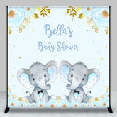 Aperturee - Aperturee Custom Floral Elephant Twins Baby Shower Backdrop