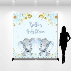 Aperturee - Aperturee Custom Floral Elephant Twins Baby Shower Backdrop