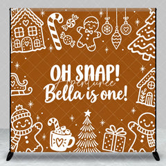 Aperturee - Aperturee Custom Gingerbread First Birthday Backdrop Winter Wonderland Candy Cane and Hot Cocoa Party Decor