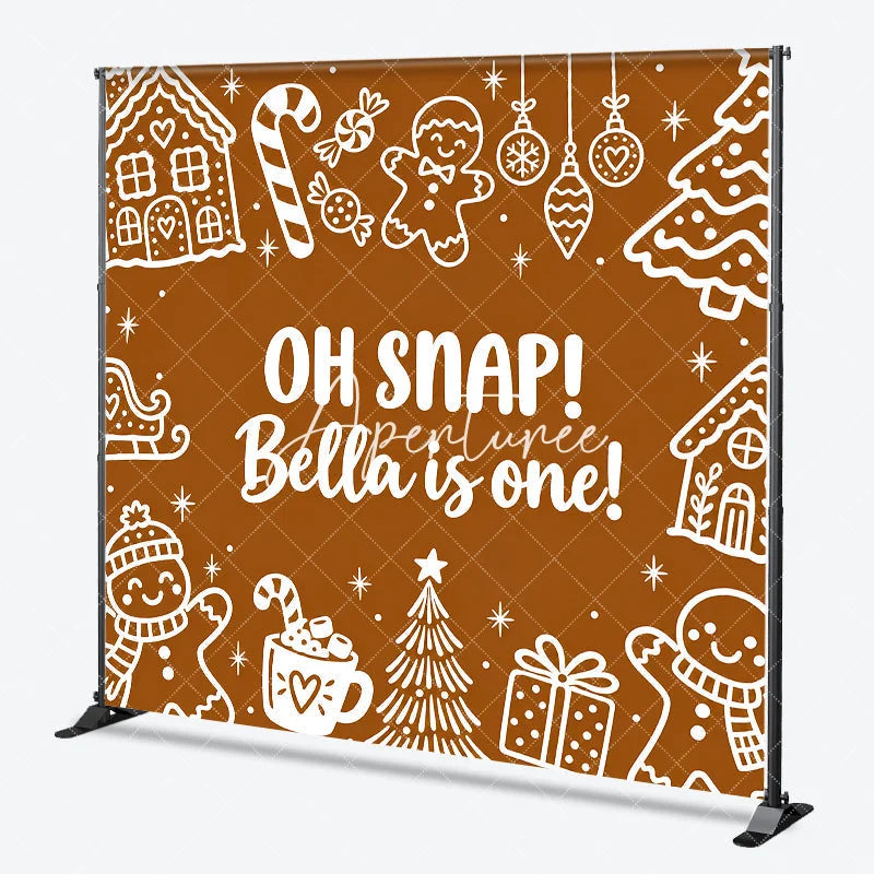 Aperturee - Aperturee Custom Gingerbread First Birthday Backdrop Winter Wonderland Candy Cane and Hot Cocoa Party Decor