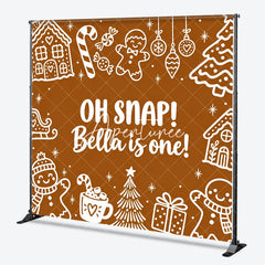 Aperturee - Aperturee Custom Gingerbread First Birthday Backdrop Winter Wonderland Candy Cane and Hot Cocoa Party Decor