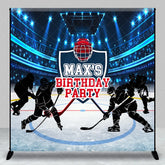 Aperturee - Aperturee Custom Hockey Birthday Backdrop Personalized Ice Stadium Sports Theme Party Banner