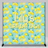 Aperturee - Aperturee Custom Lemon Pattern Birthday Bash Backdrop with Fresh Lemon Slices and Green Leaves Personalized Party Decor