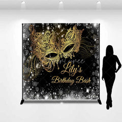 Aperturee - Aperturee Custom Masquerade Birthday Backdrop Black Gold Mask Photography Background