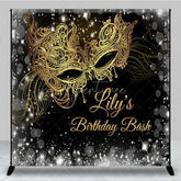 Aperturee - Aperturee Custom Masquerade Birthday Backdrop Black Gold Mask Photography Background