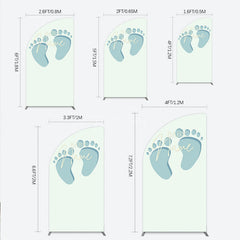 Aperturee Aperturee Custom Name Baby Feet Half Moon Arch Backdrop Personalized Blue Footprints Sign Minimalist Baby Shower Welcome Decor