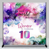 Aperturee - Aperturee Custom Name Colorful Galaxy 10th Birthday Backdrop