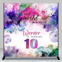 Aperturee - Aperturee Custom Name Colorful Galaxy 10th Birthday Backdrop