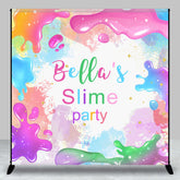 Aperturee - Aperturee Custom Name Colorful Slime Birthday Party Backdrop