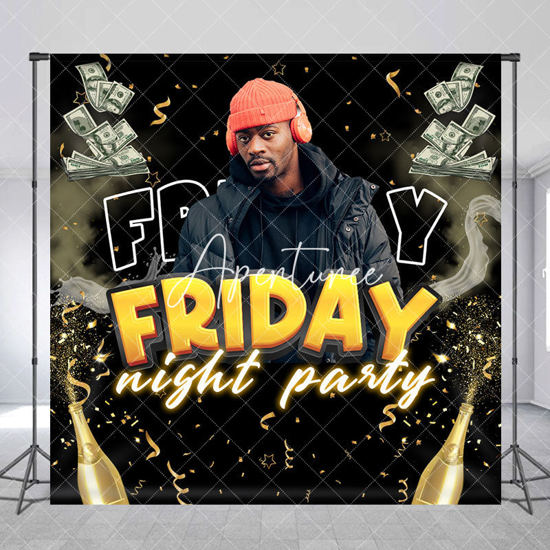 Aperturee - Aperturee Custom Name Photo Dollar Friday Night Party Backdrop