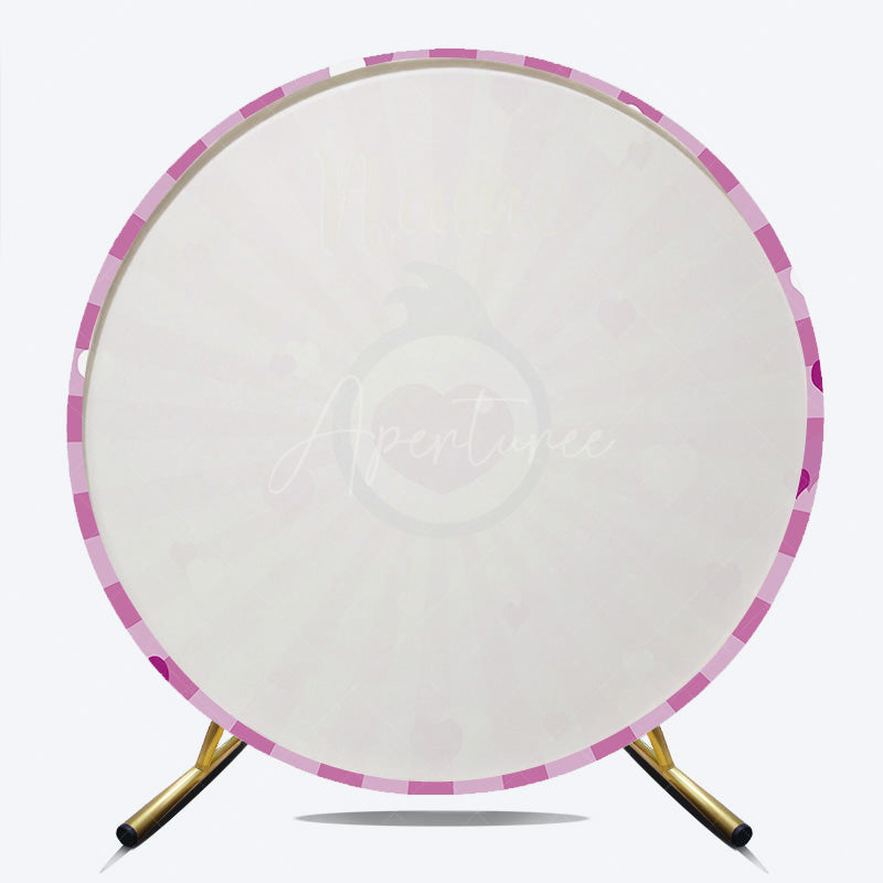 Aperturee Aperturee Custom Name Pink Hearts Round Backdrop Personalized Birthday Party Banner Girls Love Theme Photo Prop Decor