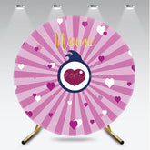 Aperturee Aperturee Custom Name Pink Hearts Round Backdrop Personalized Birthday Party Banner Girls Love Theme Photo Prop Decor